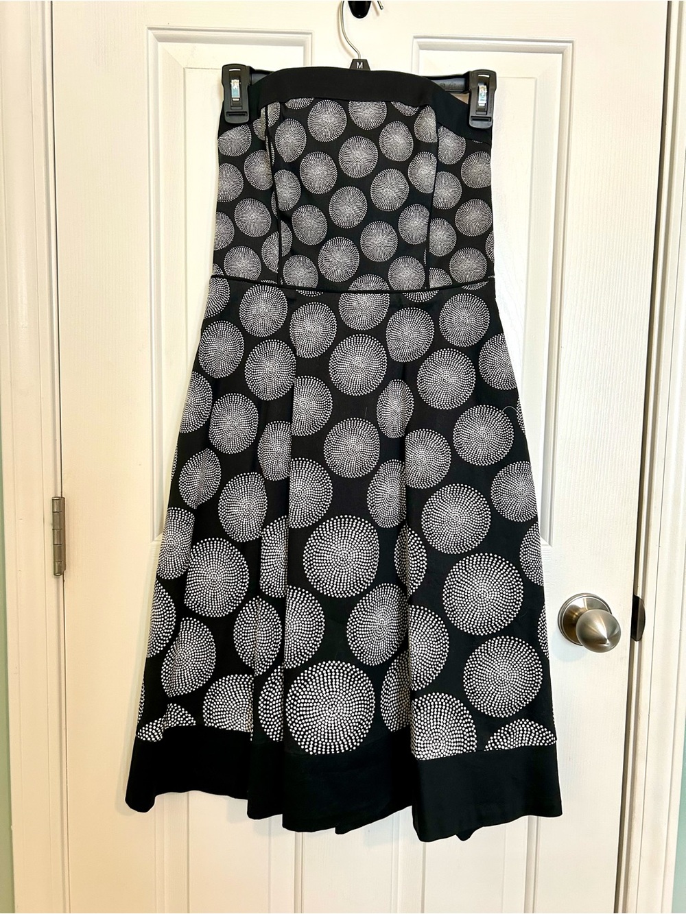 White House Black Market Black and White Polka Dot Strapless Dress
